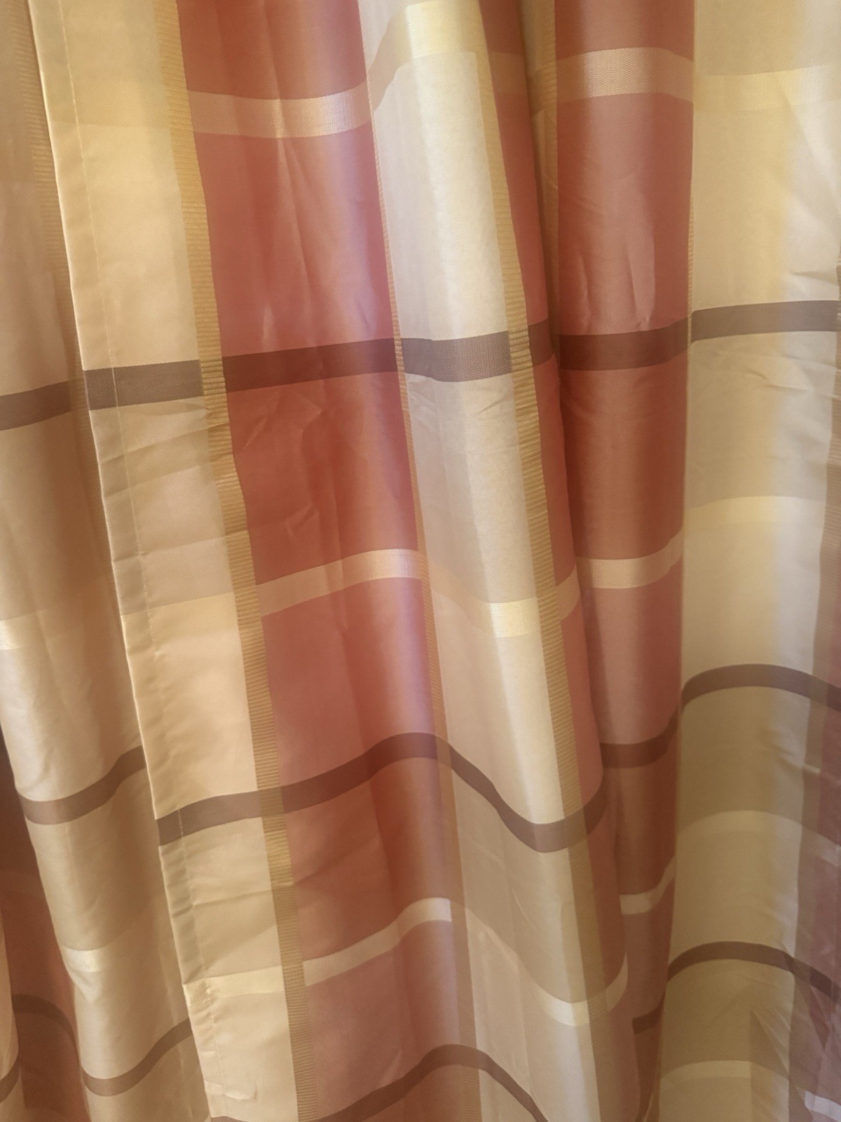 6 Plaid Gold Dusty Rose/Peach Beige Brown Grommet Panels Ea 40”X84” Polyester