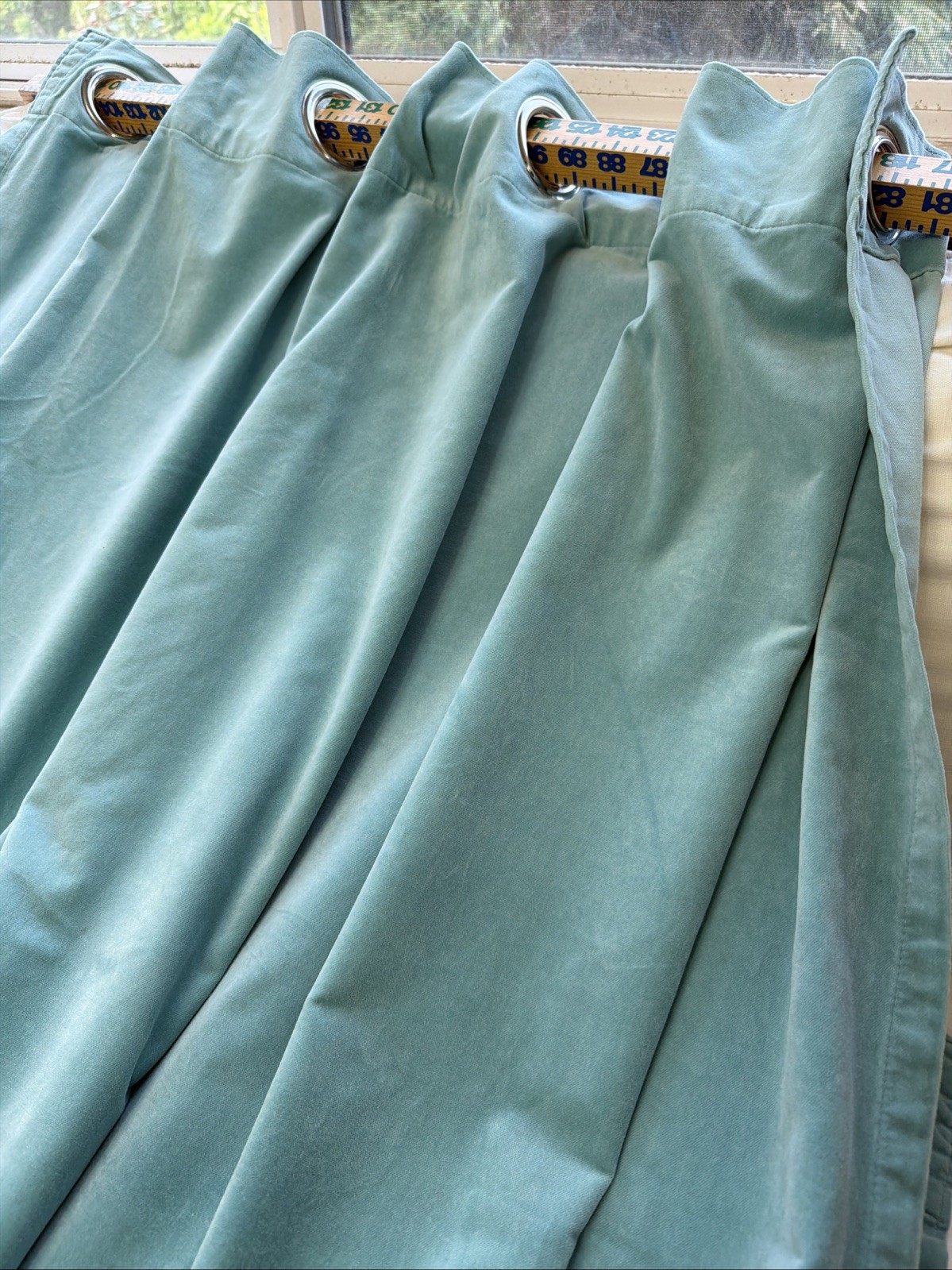 IKEA Sanela Velvet Curtains 2 Panels 100% Cotton Aqua 55×98 60418905