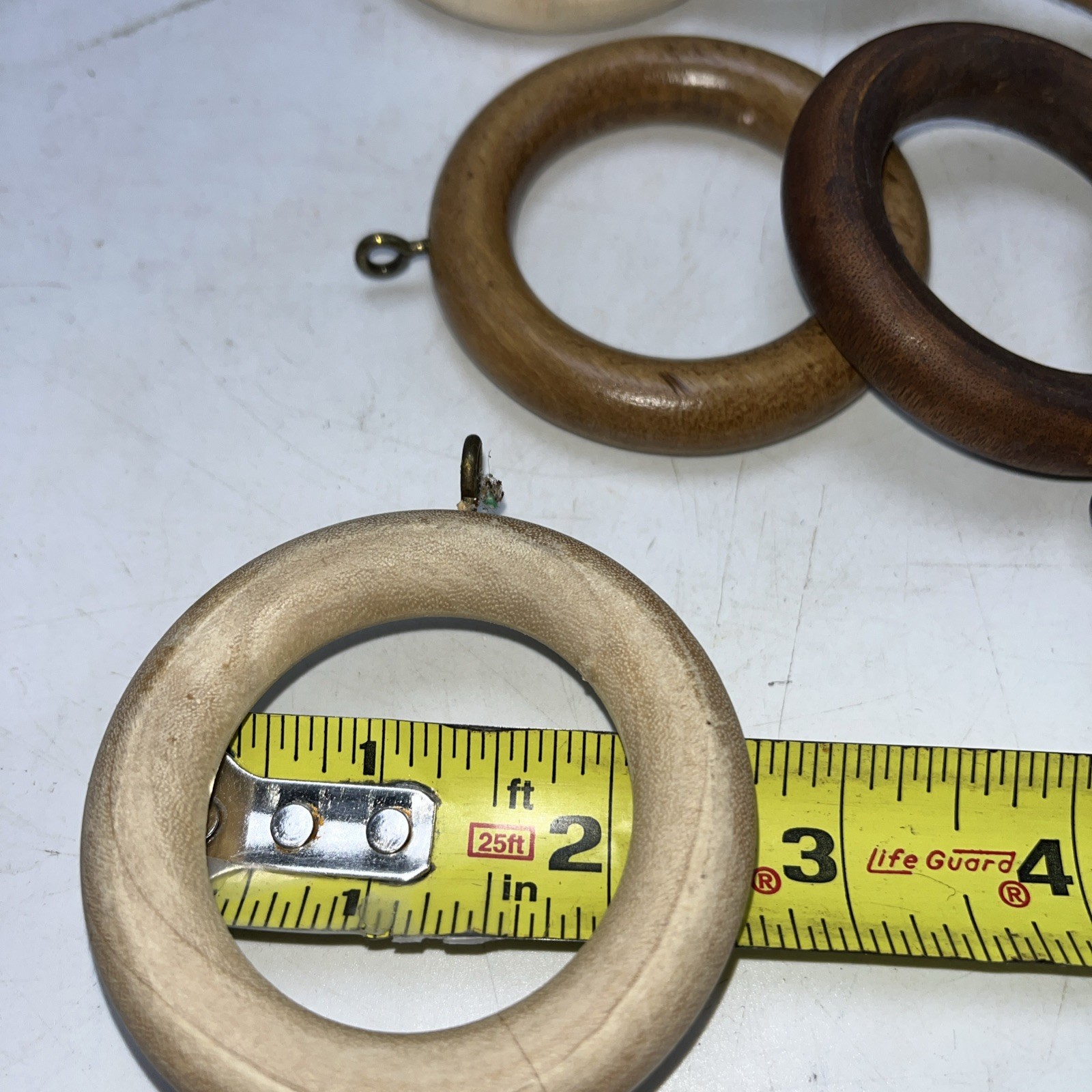 Vtg Brown Wooden Drapery Curtain Rings With Eyes Lot of 19 Assorted- 2 1/2”