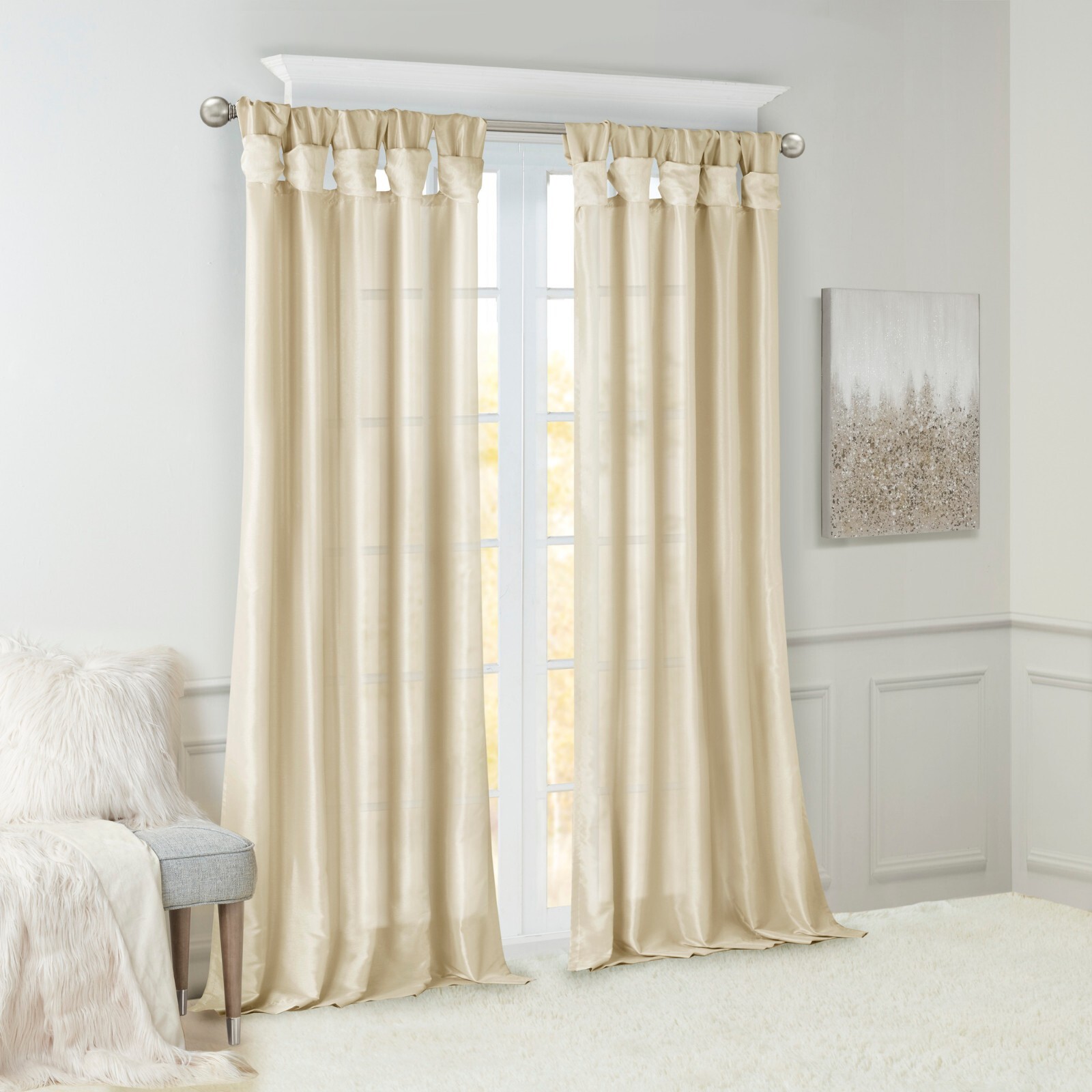Madison Park Emilia Twist Tab Lined Window Curtain Panel 50×108 50×84 50×95