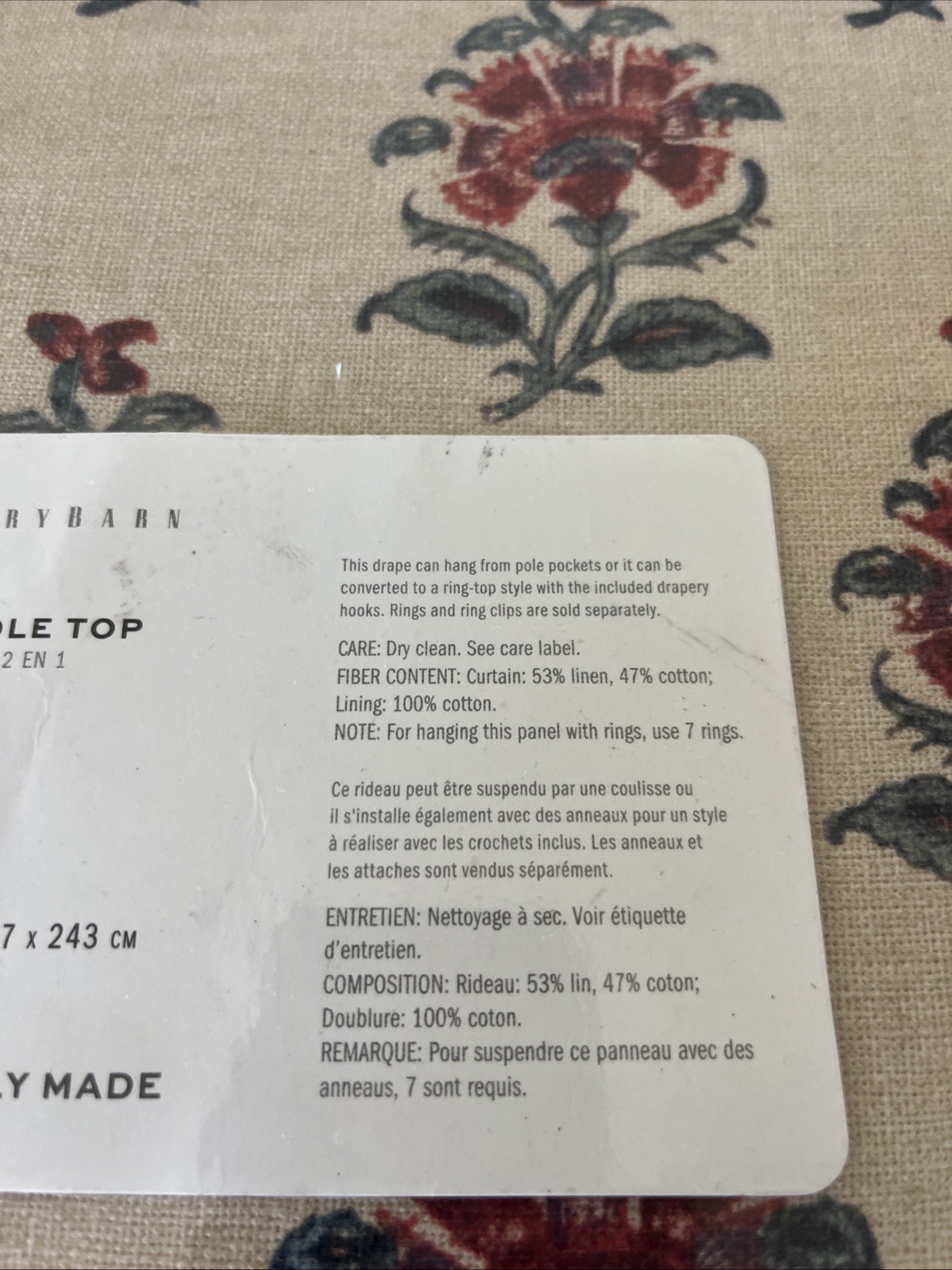 POTTERY BARN Set of 2 Arnica Bhotah Curtain Panels-50×96 -OPEN BOX