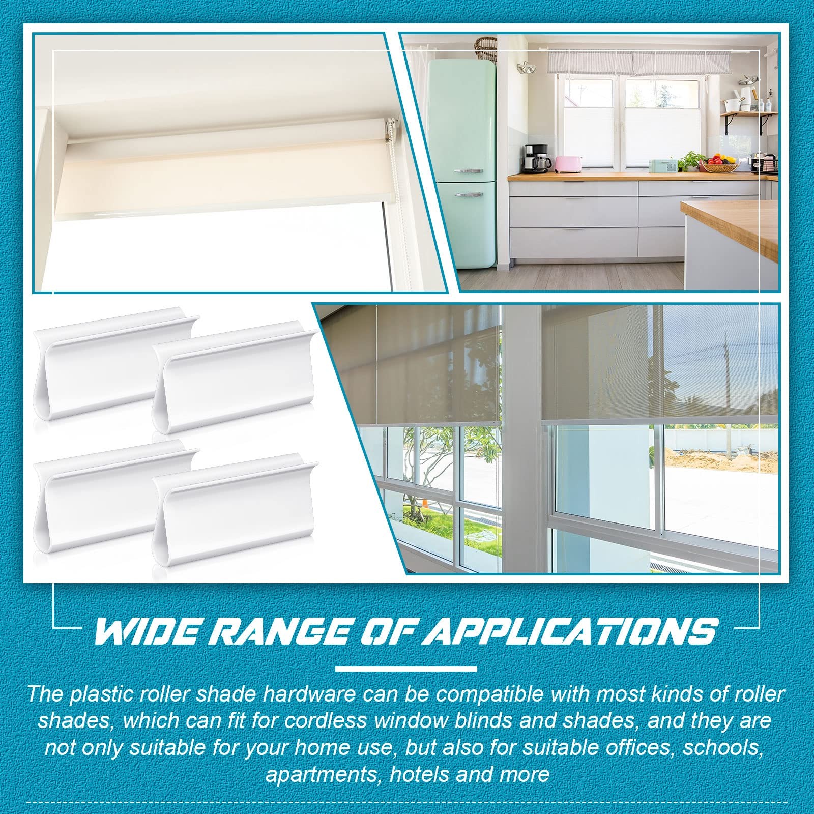 4 Pieces Window Shade for Roller Pull Down Shades One Size, White