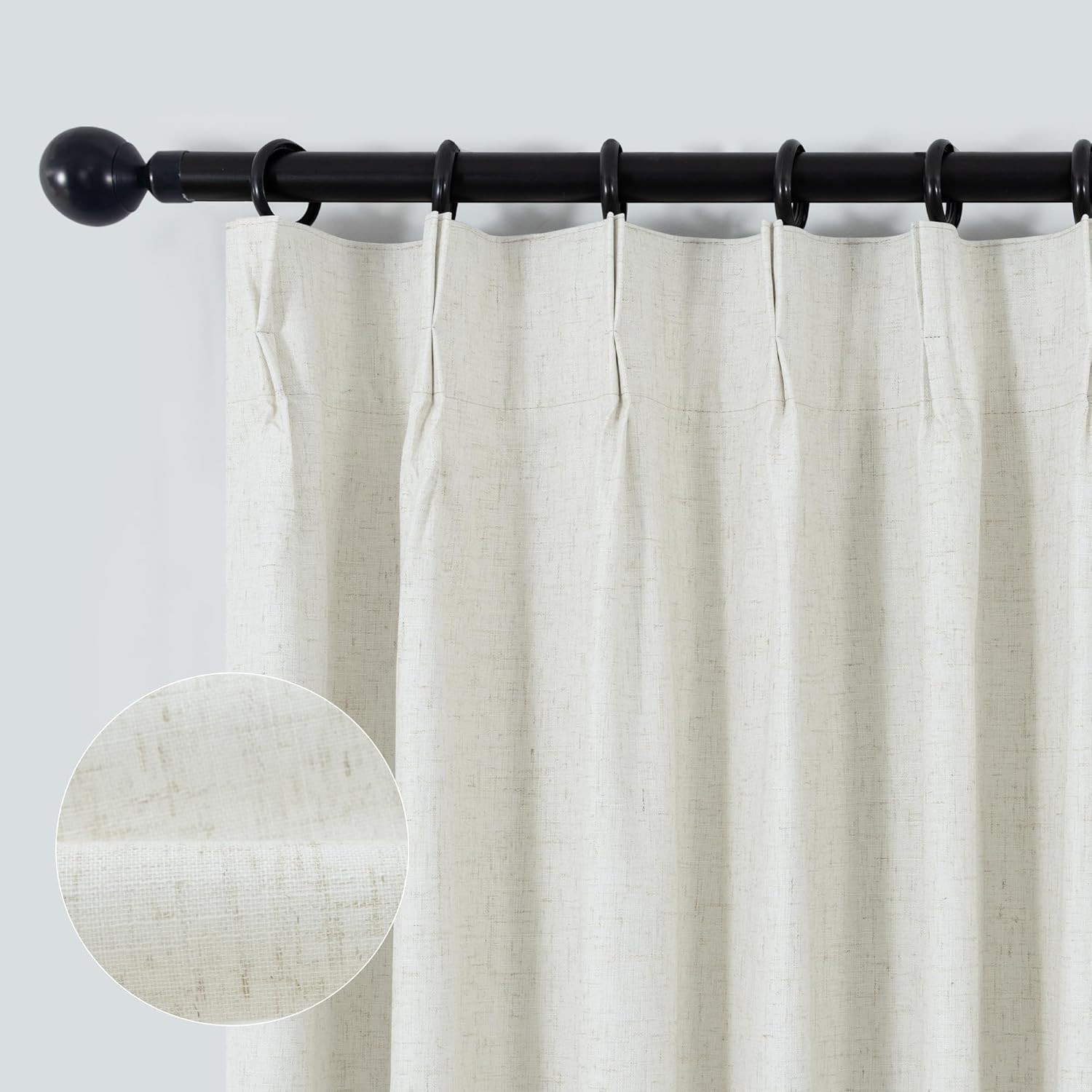 Extra Long Linen Blackout Curtains 92″ for Bedroom Living Room – 2 Panels Set