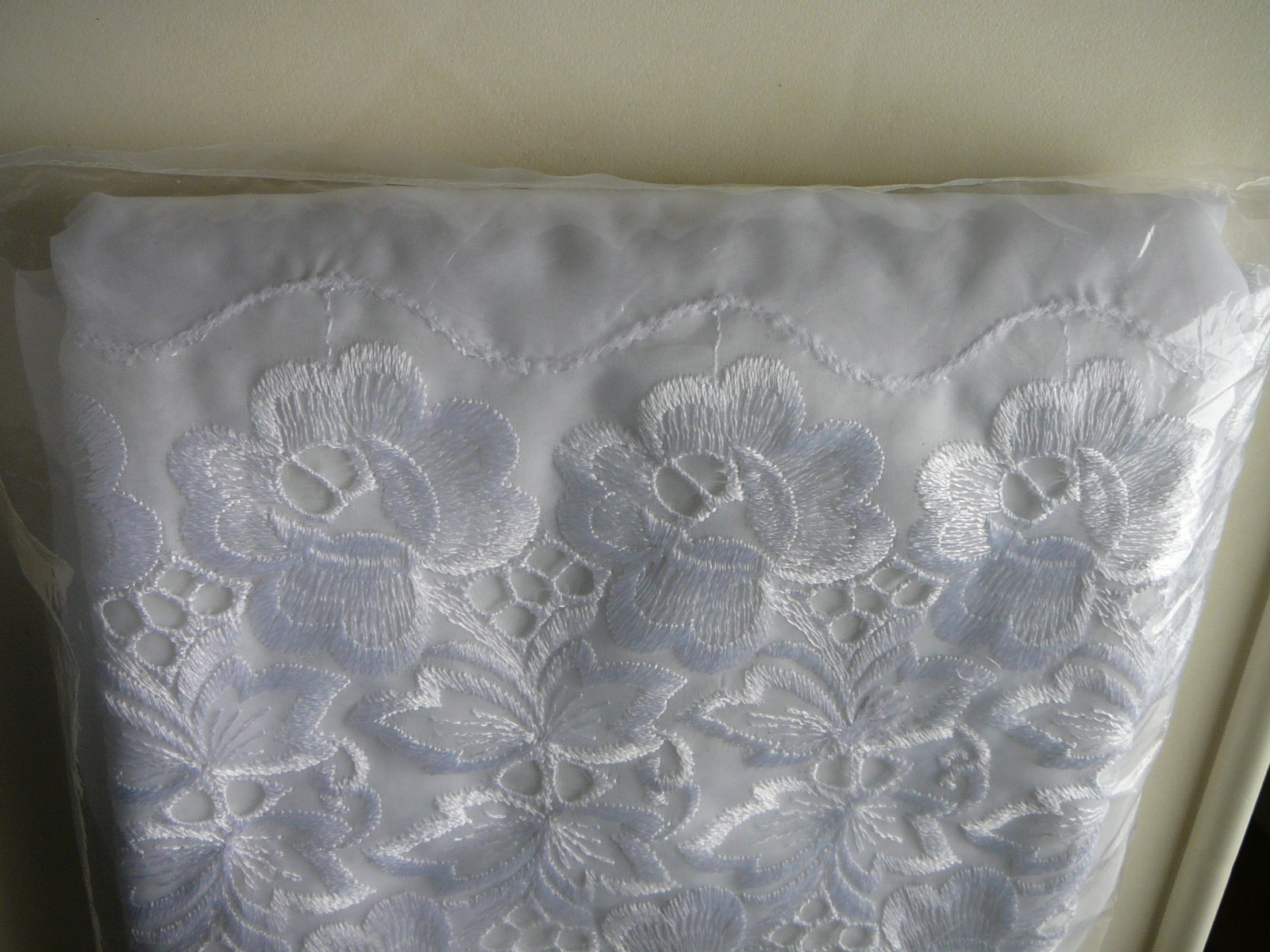 Embroidered Polyester White Lace Lisbon Style Curtain Made In Spain-60″ x 84″