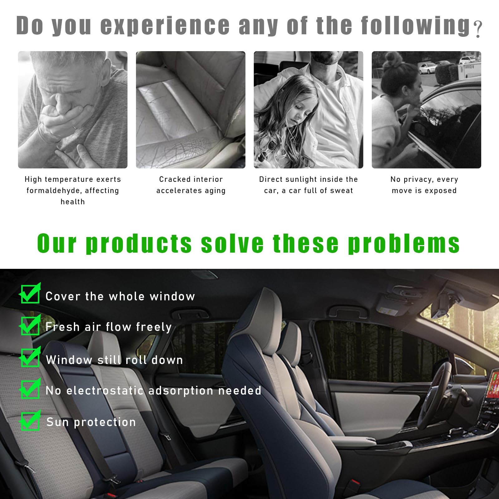 Ohleats 4 PCS Car Window Shades, Auto Front Rear Side SUV 4PCS, Black