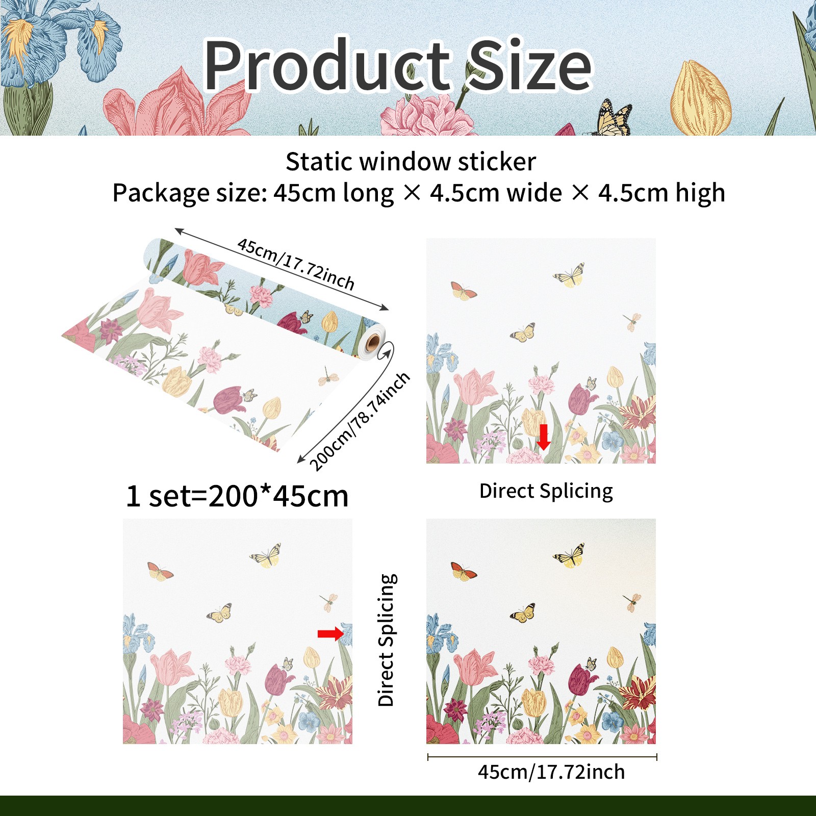 Flower and Bird Thickened Insulation Without Glue, Privacy Window Film Sticker
