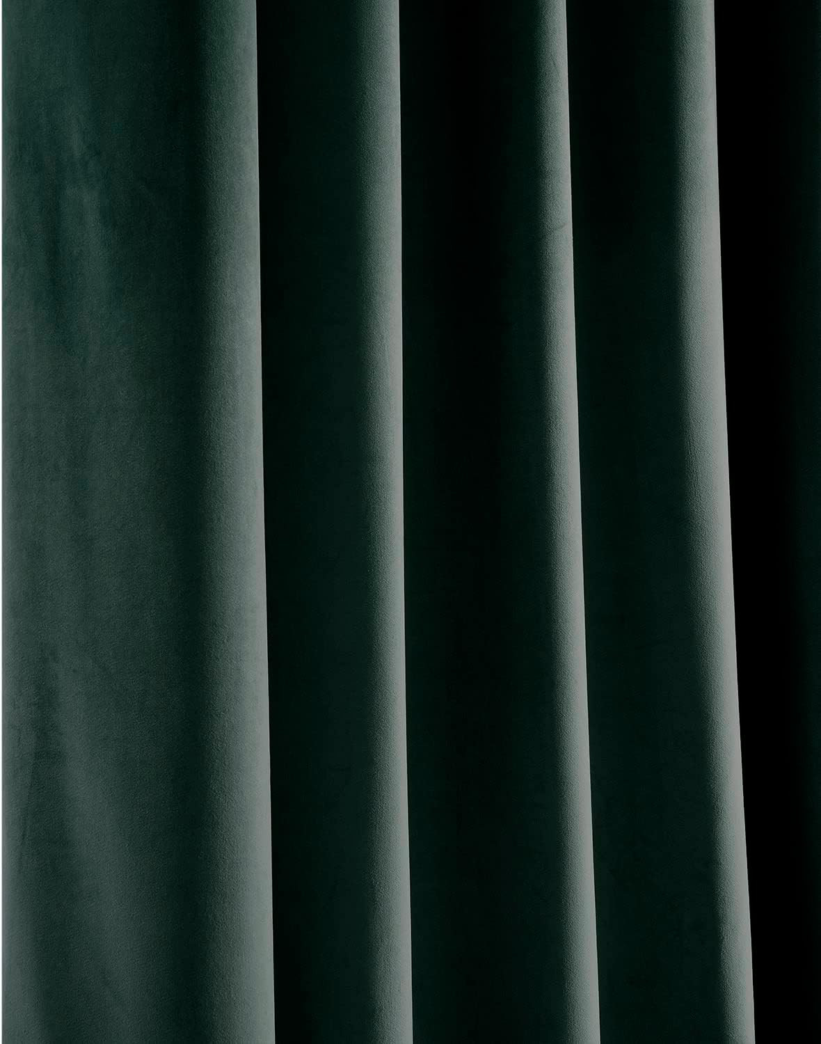 Forest Green Velvet Room Darkening Curtains 96″ Long, 100W x 96L Panel
