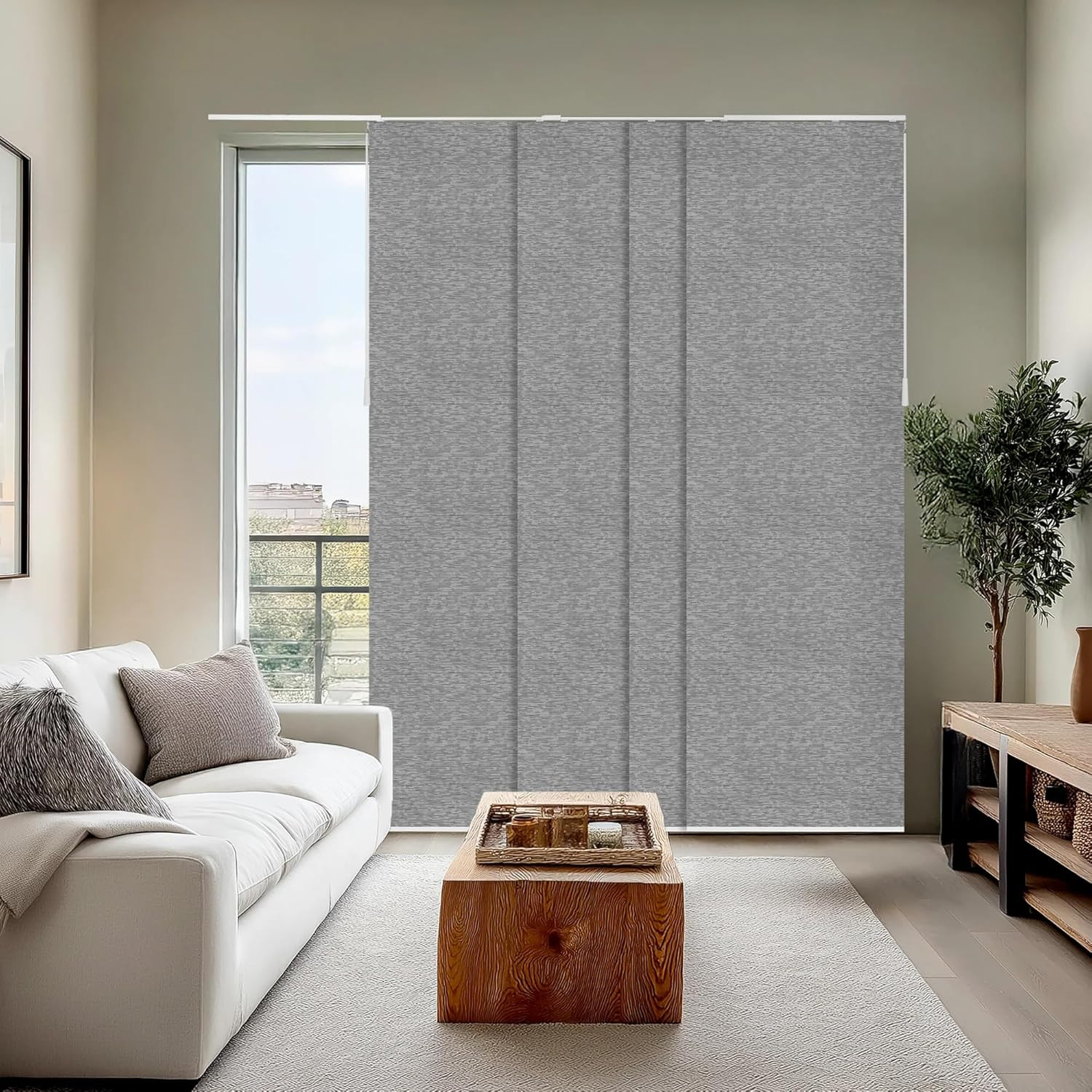 Panel Track Blinds for Sliding Glass Doors, 4 Panel Sliding Panels, Adjustable T