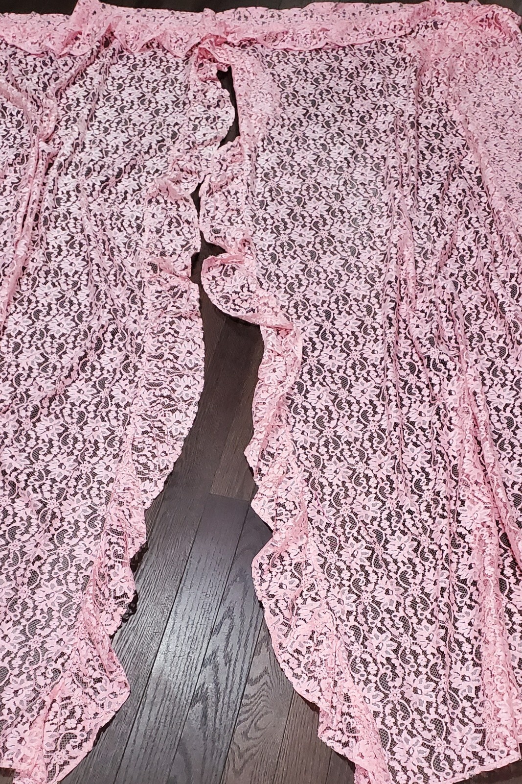 Curtain Panel-Rod Pocket-Lacey Look-Pink-1 Piece Split Panels – 94″(w) x 88″(l)