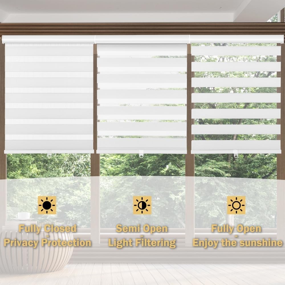 Cordless Zebra Blinds for Windows, 45″ W x 72″ H Zebra Roller Shades with Val…
