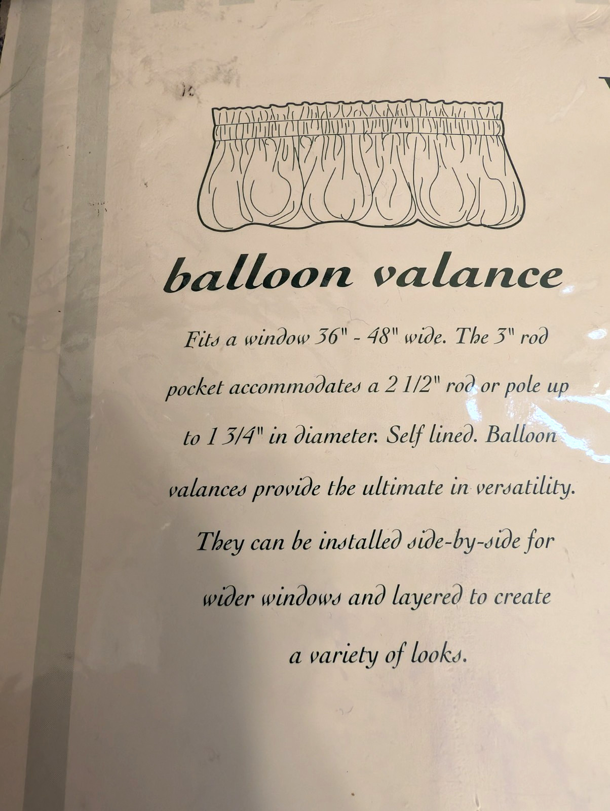 JCP 2 pr WAVERLY Keepsake-Check Denim Balloon Valance Blue & White 79″x14″ NIP