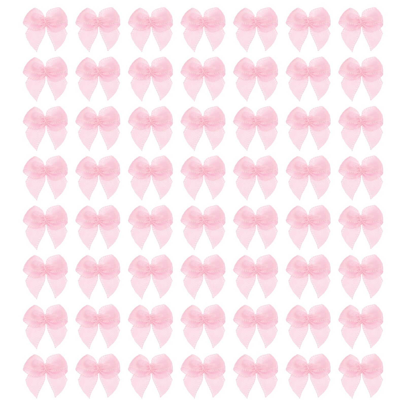 120PCS Mini Ribbon Bows 1″ Satin Fabric Bows for DIY Crafts Sewing Pink
