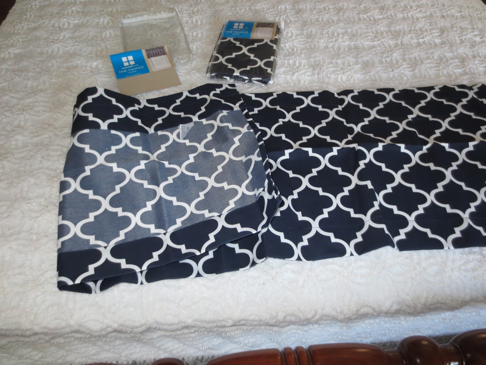 2 NIP Essential Home CAPITAL INDIGO 100% Polyester VALANCES – 60″ W x 16″ L