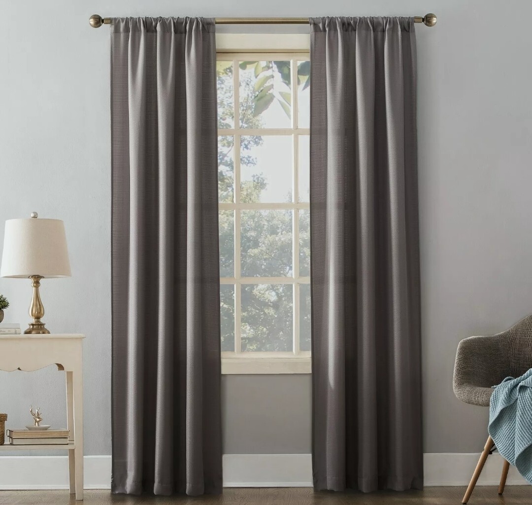 38″x63″ Gray Textured Curtain Panel, Solid Rod Pocket, Mainstays
