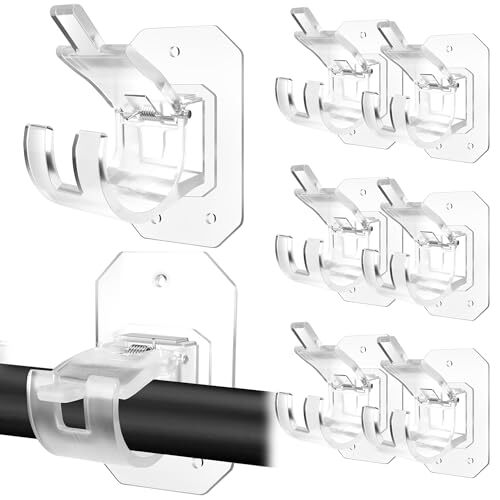 8PCS Upgraded No Drill Curtain Rod Brackets No Drilling Curtain 8 Transparent