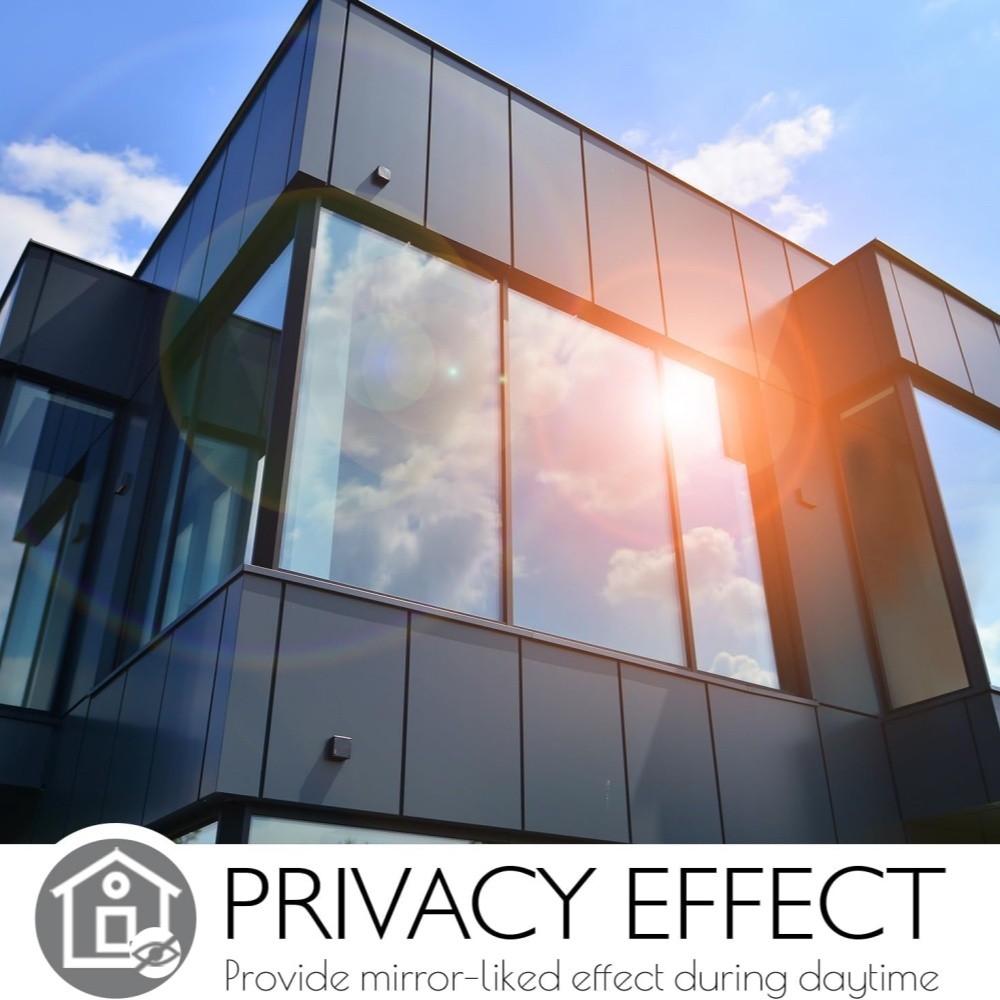 Window Tint for Home, One Way Privacy Film Heat & UV Blocking Gray Silver Film