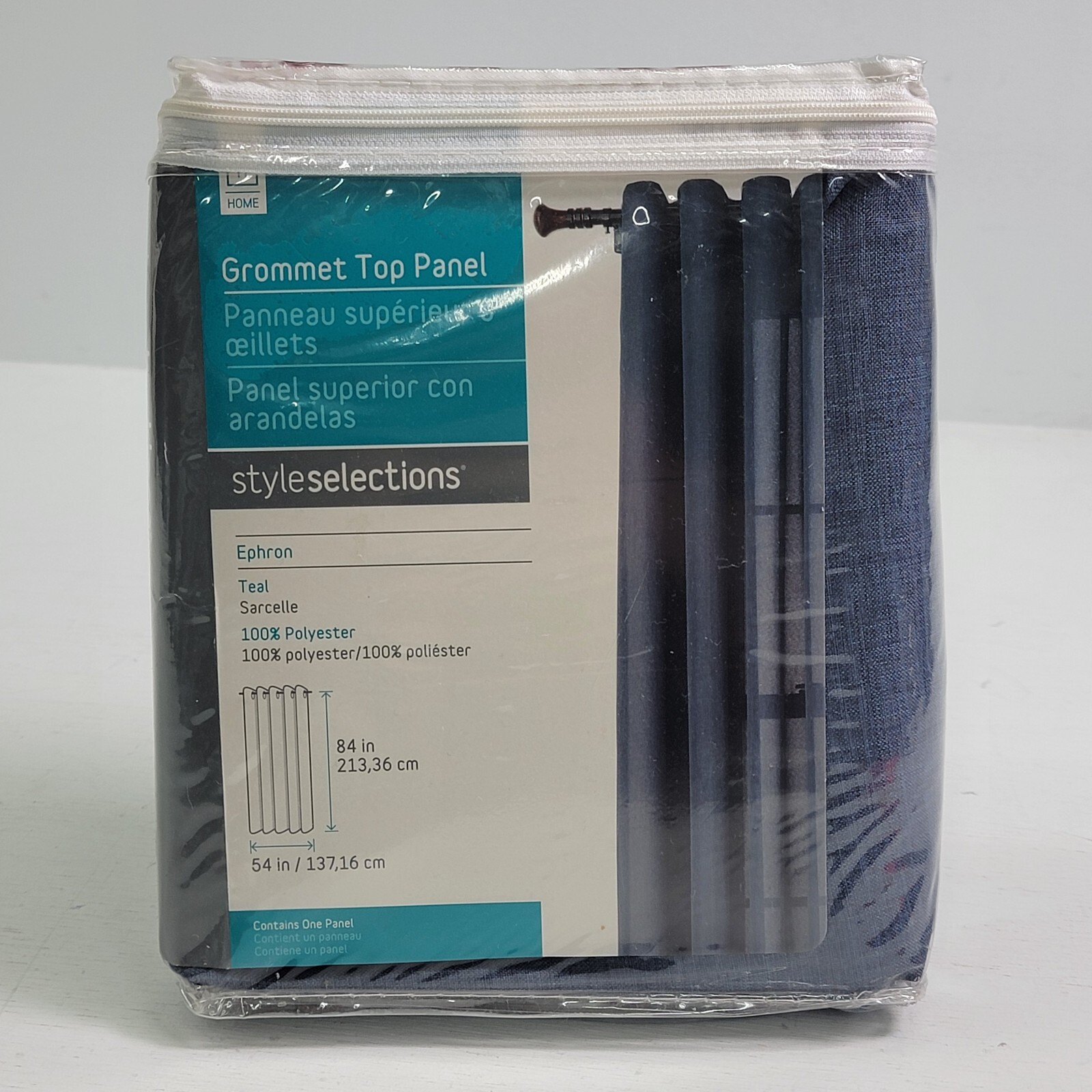 1 Count Home Style Selections 0671969 Ephron Teal 54″ X 84″ Grommet Top Panel
