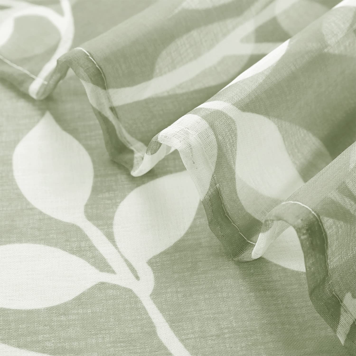 XTMYI Boho Curtains for Kitchen Window Green 25″W x 30″L (Pack of 2), Sage