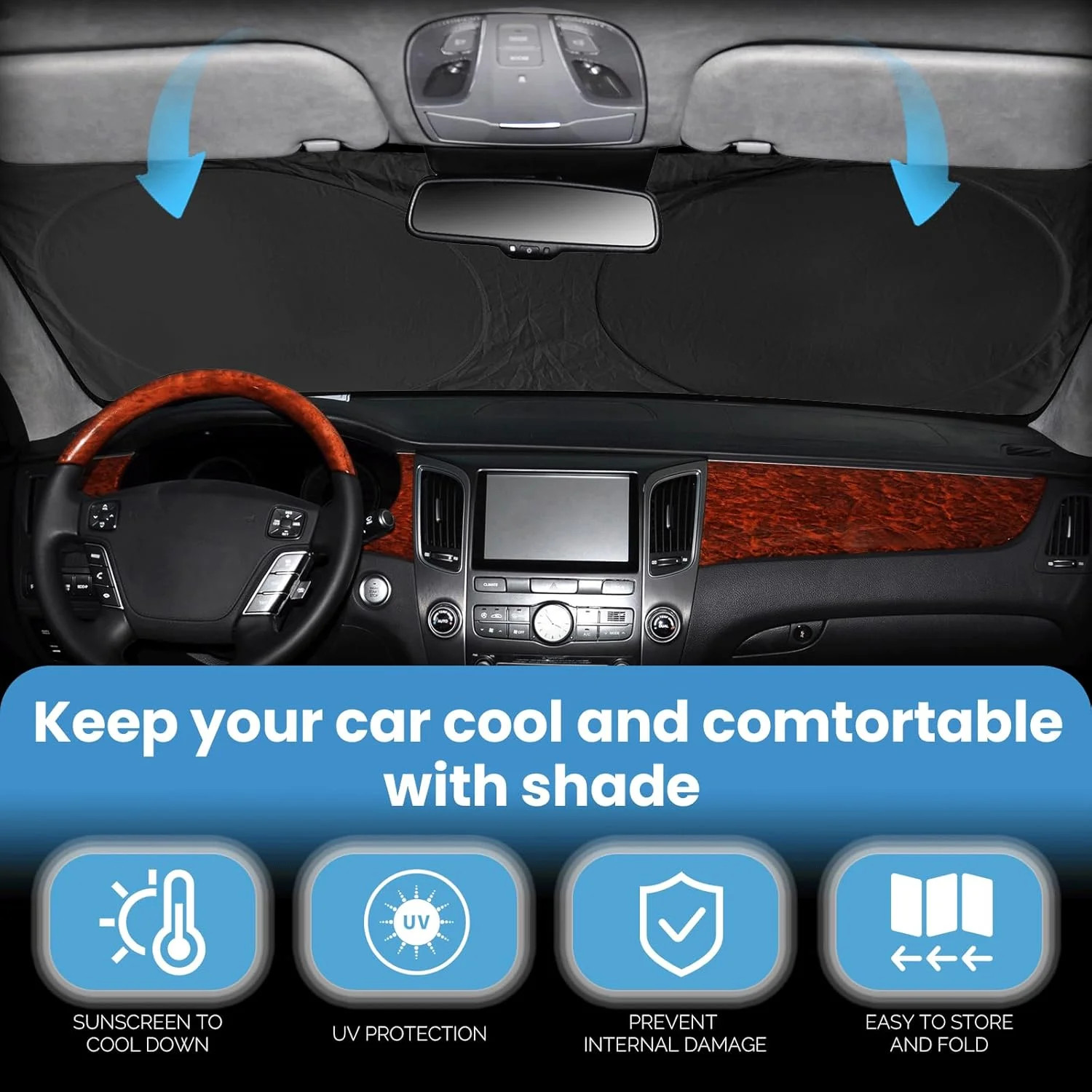 Sunshade for Mustang 2015-2025 2026 Ford Windshield Sun Shade (NOT for Ford Must