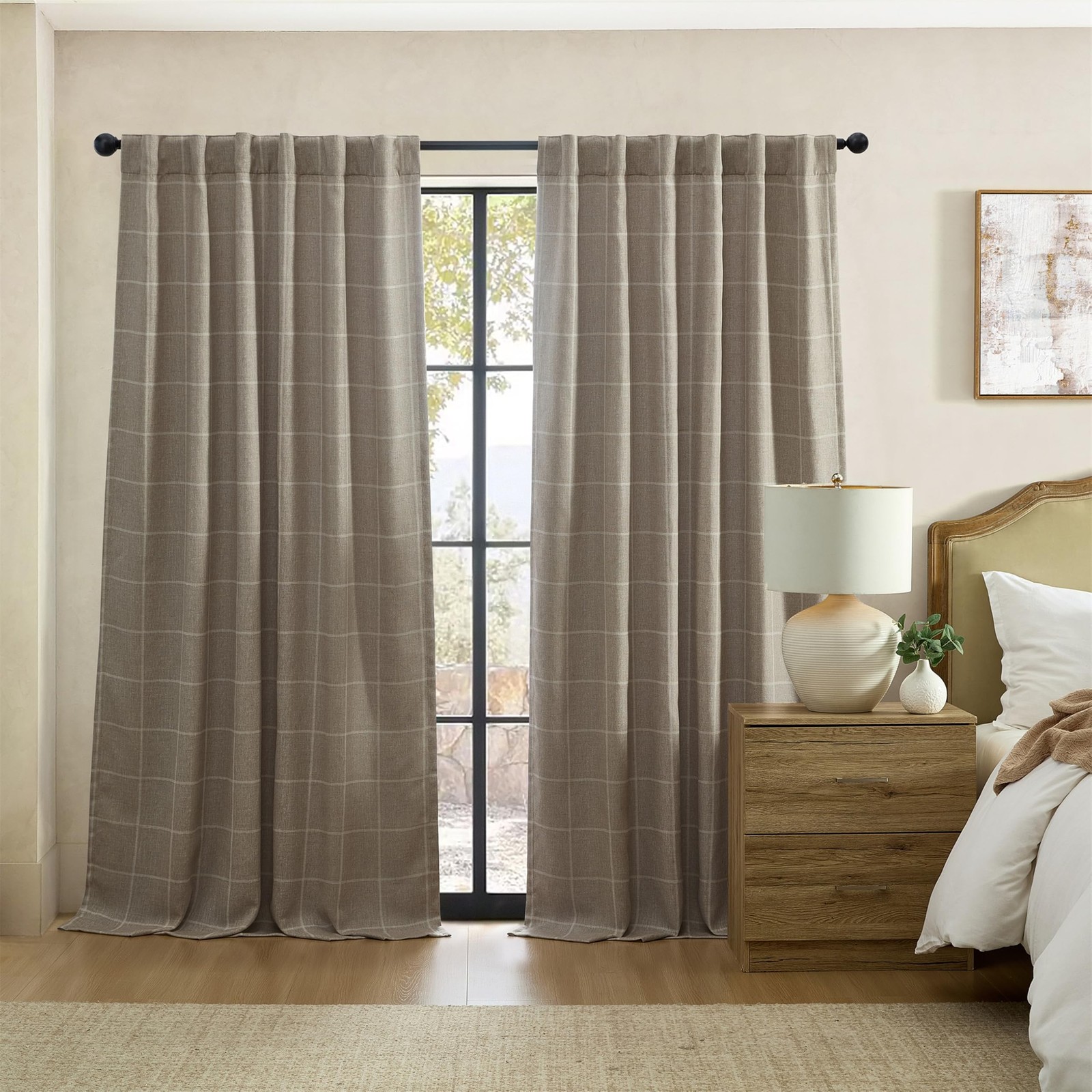 Elrene Home Fashions Sawyer Windowpane Plaid Room Darkening Single Window Cur…