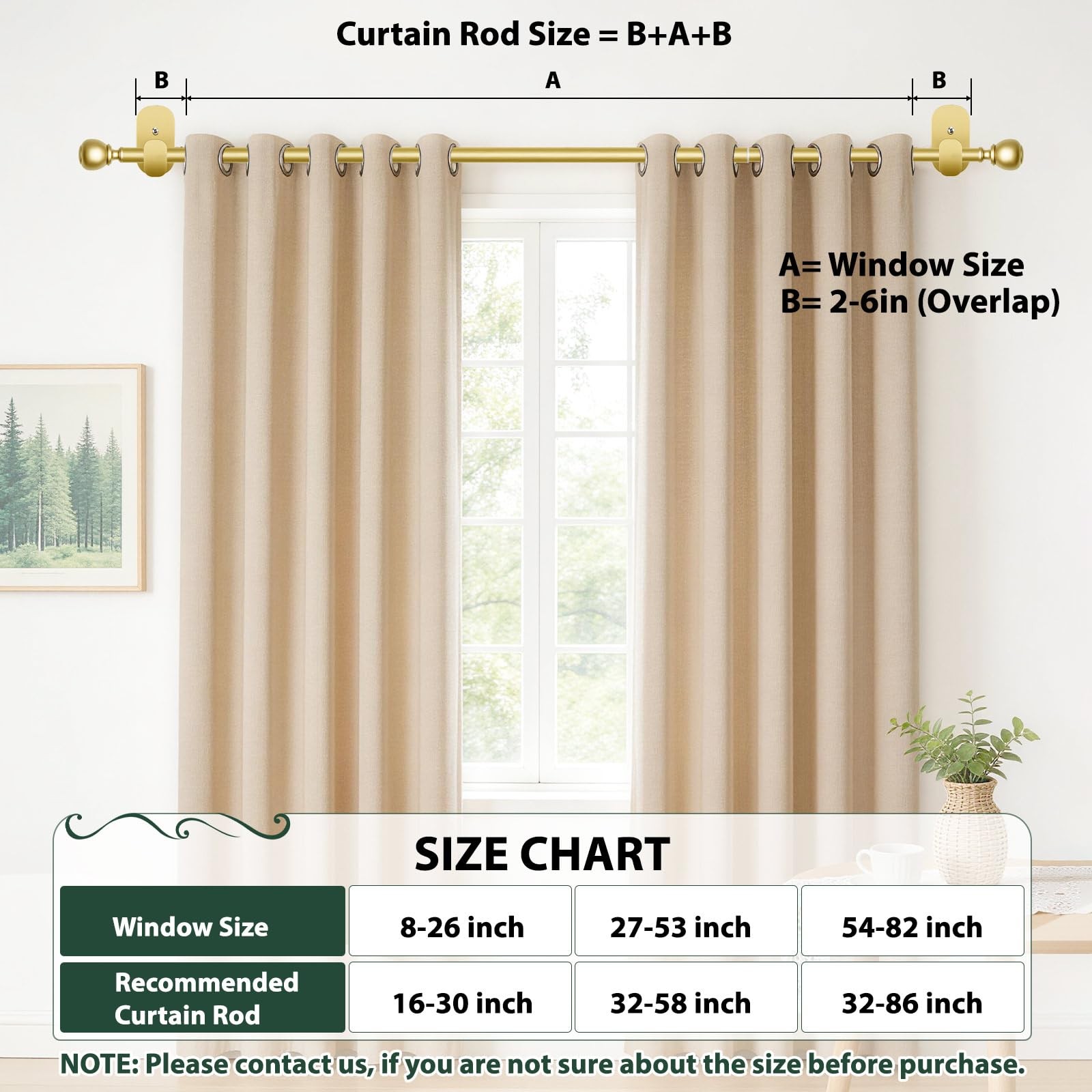 USFOOK Gold 16-30″ Curtain Rod