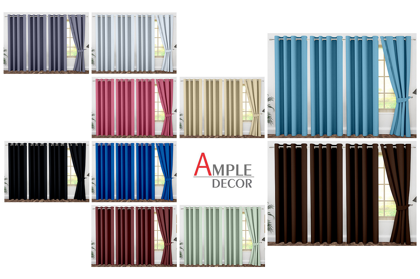 Ample Decor 4 Panel Blackout Curtain (46″ X 63″/84″/95″) Polyester Sun Blocking