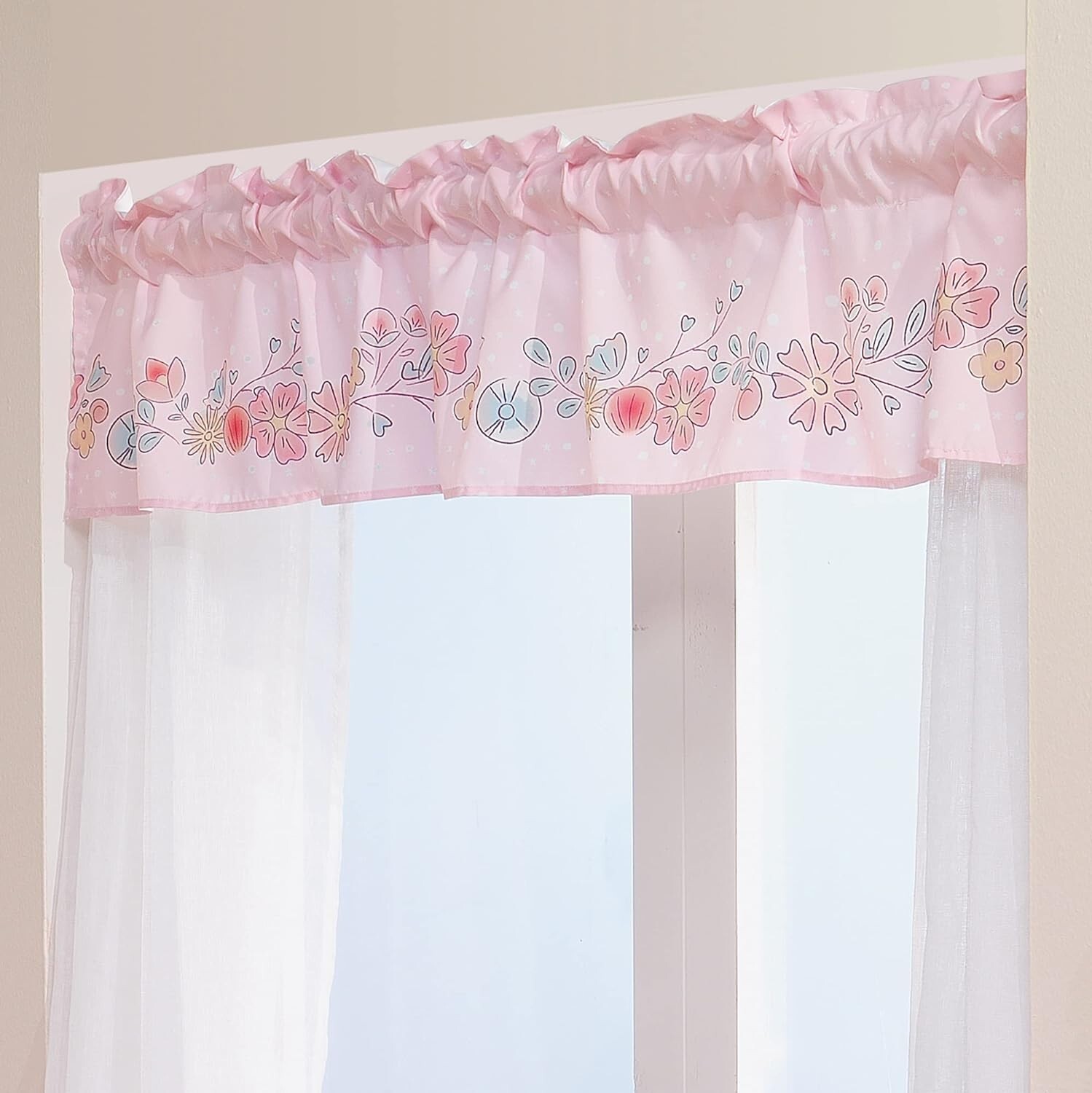 Disney Baby Disney Princesses Window Valance Curtain in Pastel and Pink Colors