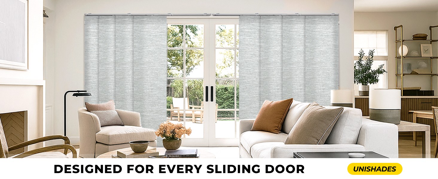 Panel Track Blinds for Sliding Doors, Light Filtering Linen | Extendable Track