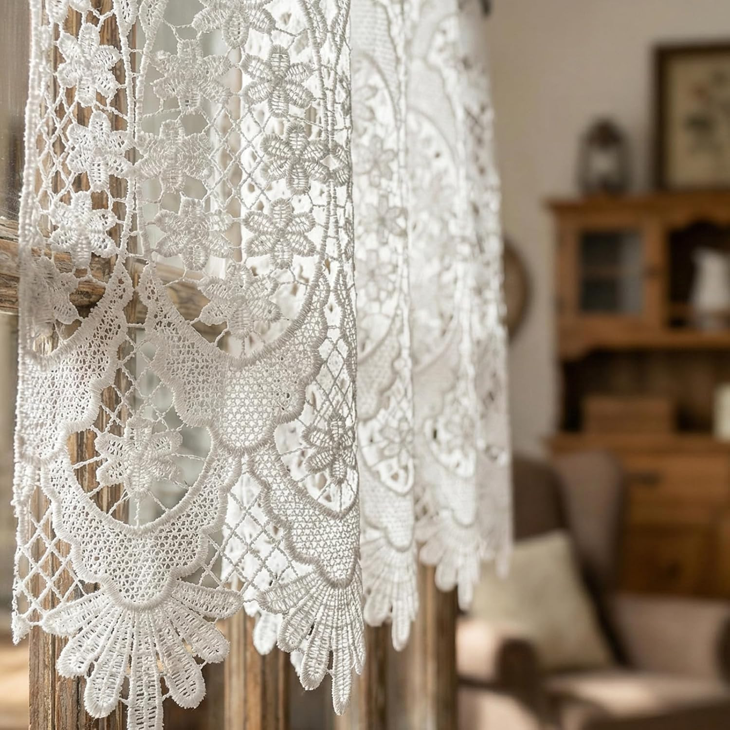 Homey Sheer Embroidered Flowers Leaves Vine Window Treatment Valance Great for K