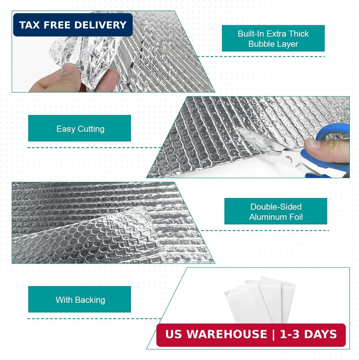 Reflective Insulation Roll, Window Insulation for Summer Heat, Double Side Alumi