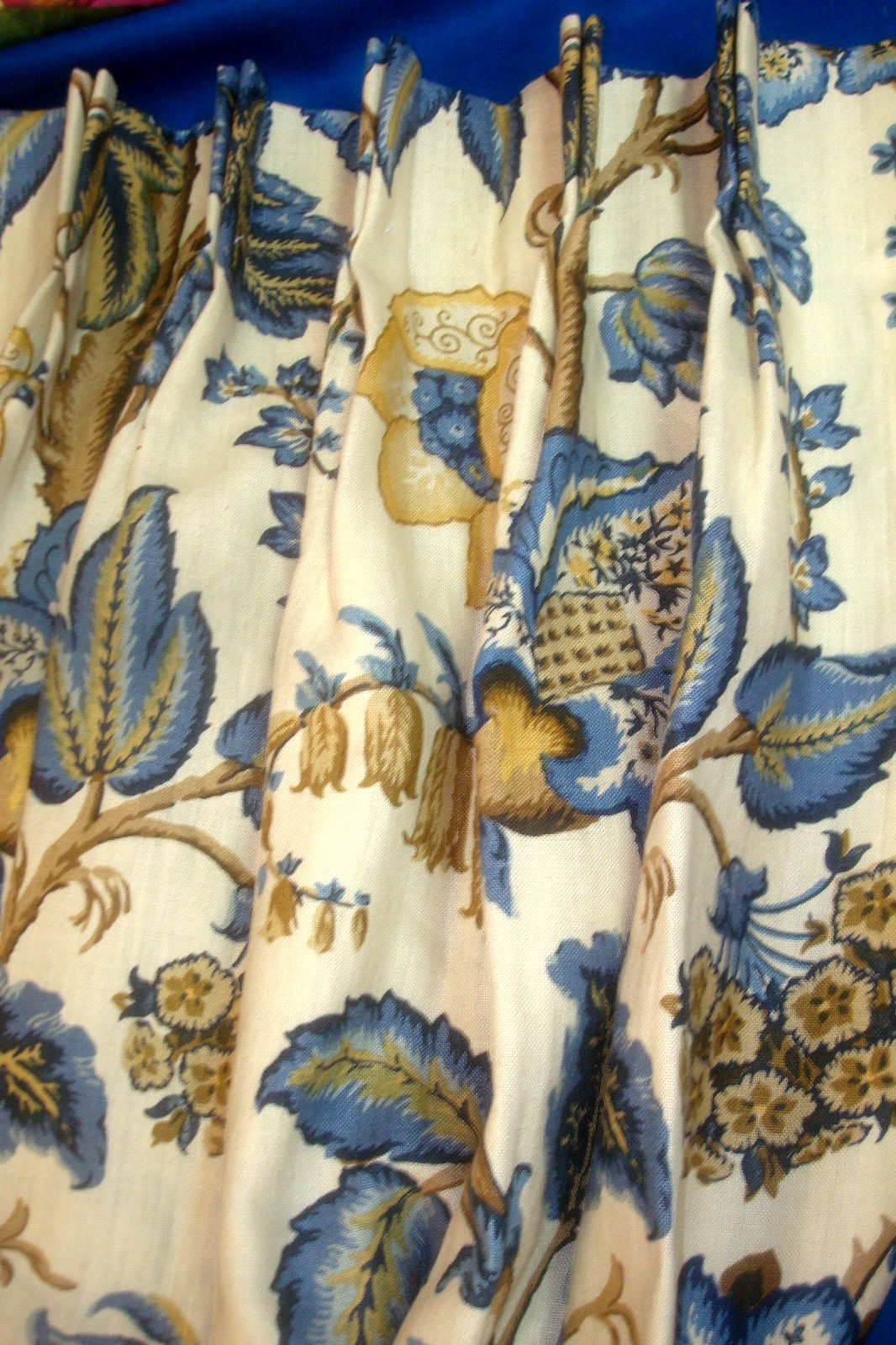 Custom Remade SCHUMACHER Drapes LINEN 2 pc Tree of Life Lined Pleated 103″ lg