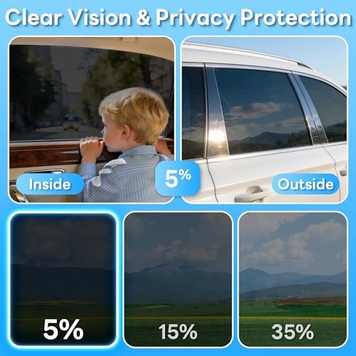 5% VLT Ceramic Car Window Tint Film – Privacy Anti-Glare & 20in x 20ft 5% Vlt