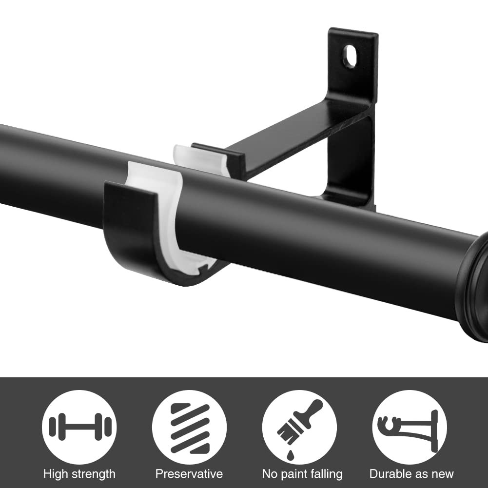 Curtain Rod Brackets, Set of 12, Aluminium Alloy, Wall & Ceiling Mount, Black