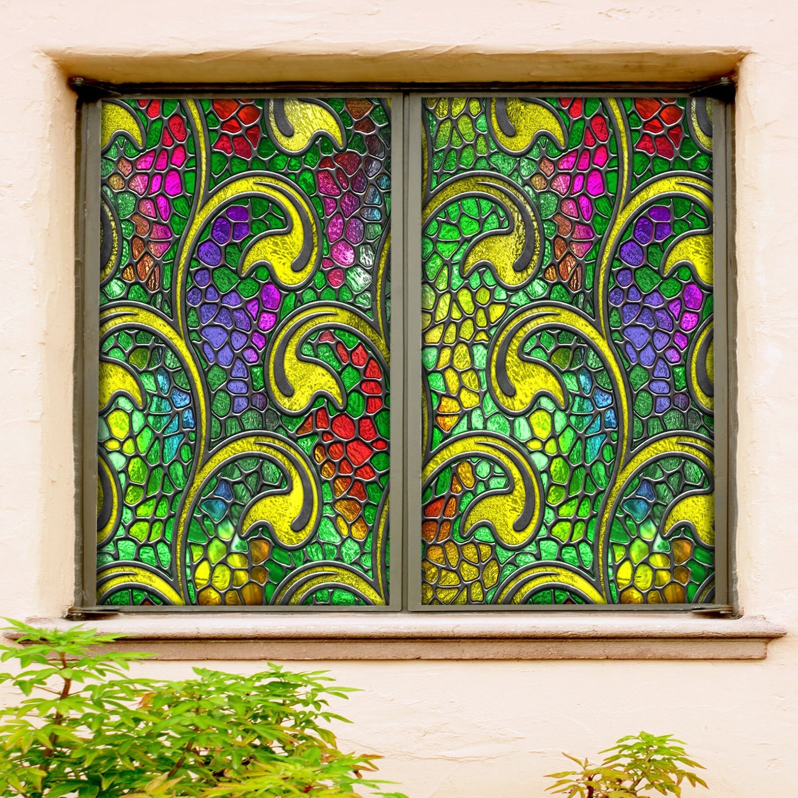 3D Pattern Color A284 Window Film Print Sticker Cling Stained Glass UV Sinsin