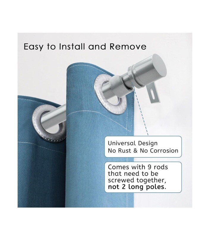 Byondeth Curtain Rods for Windows 16 to 144 Inches Adjustable Length 1 Inch. New