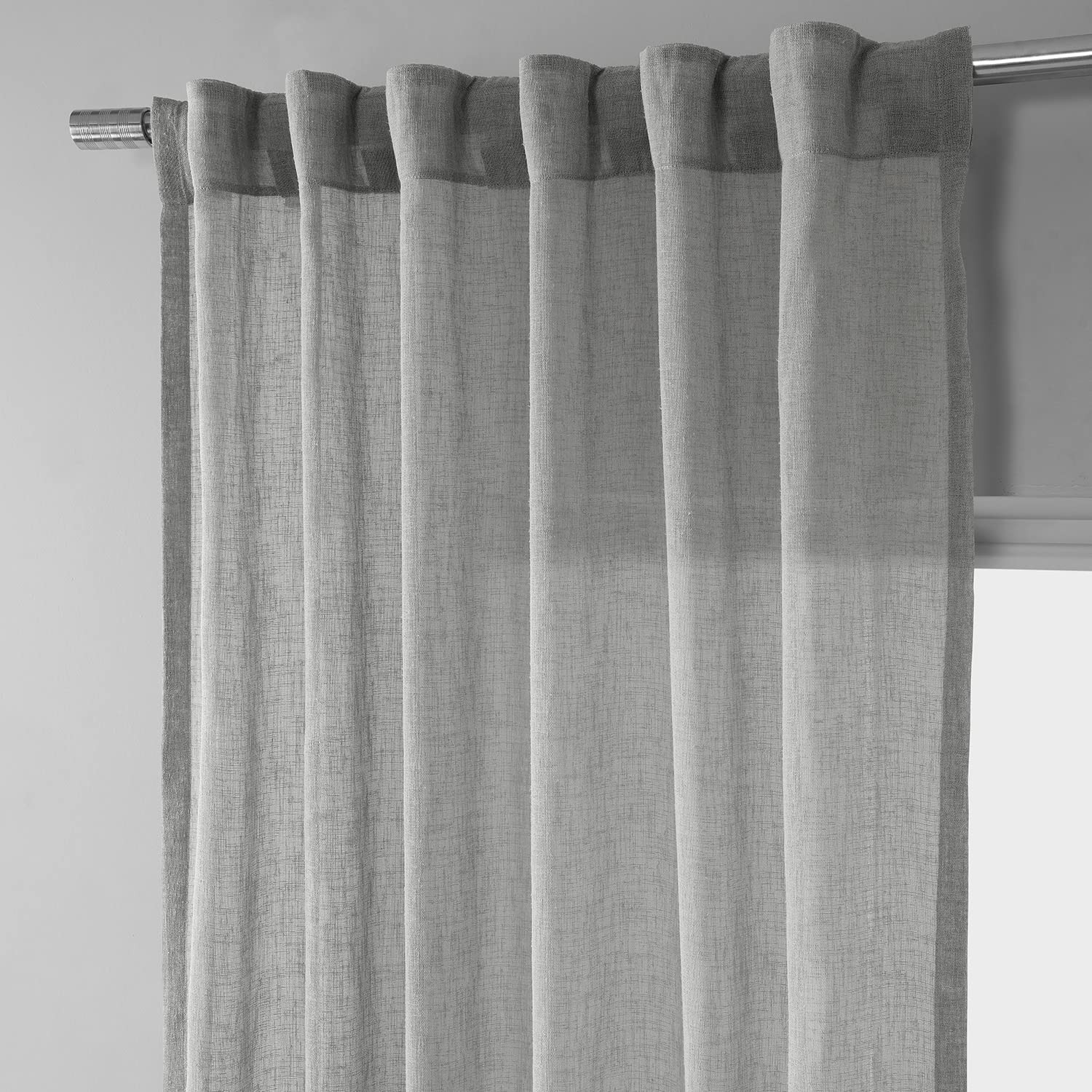 Solid Sheer Curtains For Living Room Linen Texture 50 X 108 (1 Panel), SHCH-S…