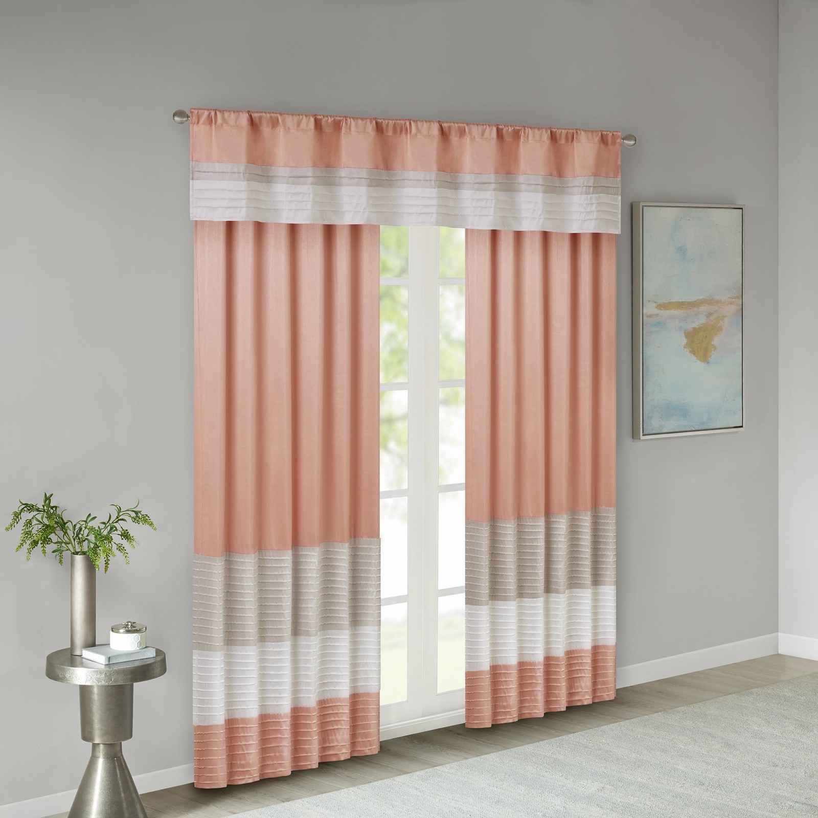 Madison Park Rod Pocket Valance Window 50″W x 18″L (Pack of 1), Coral