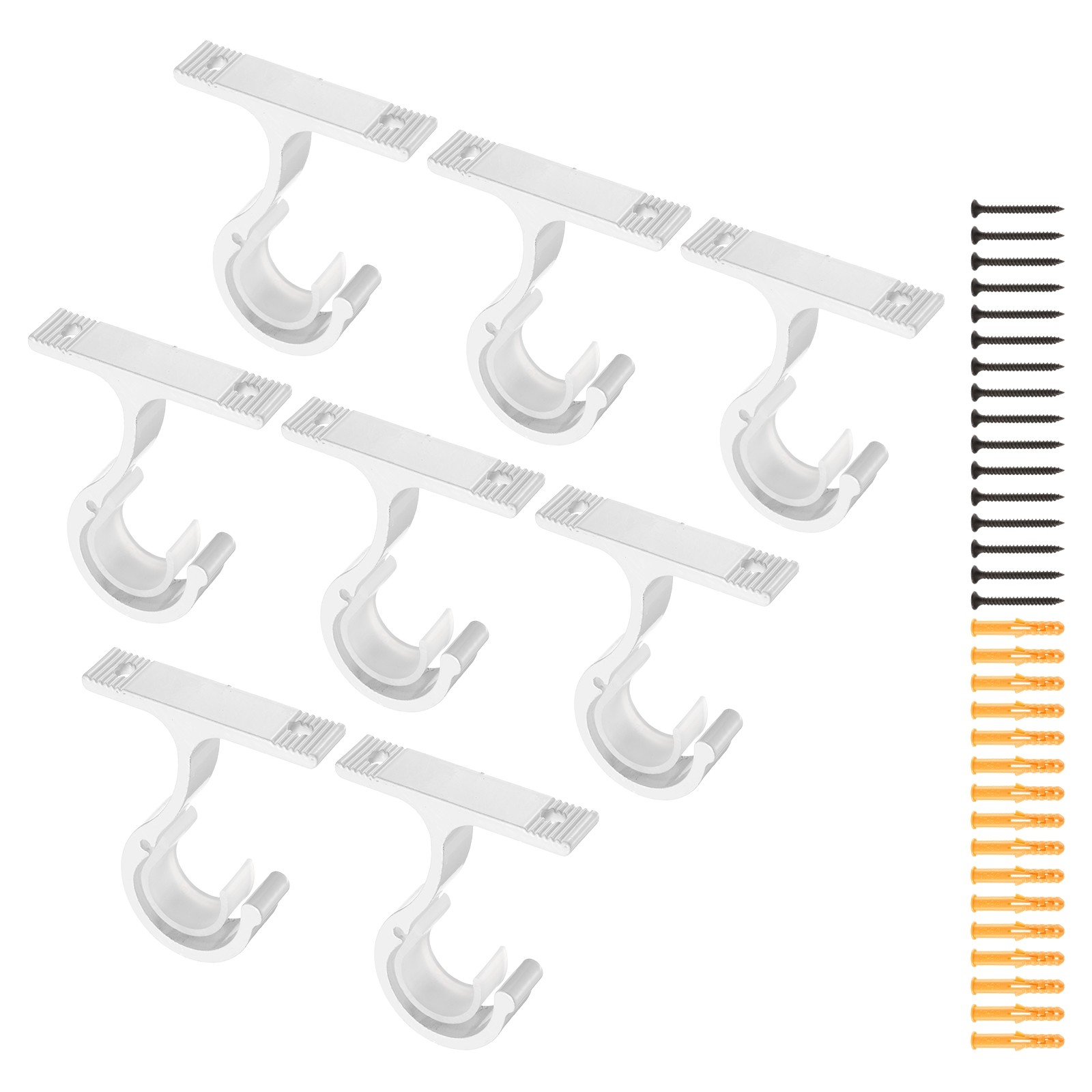 8Pcs Ceiling Curtain Rod Holder Single Drapery Bracket for 1″ Rod White
