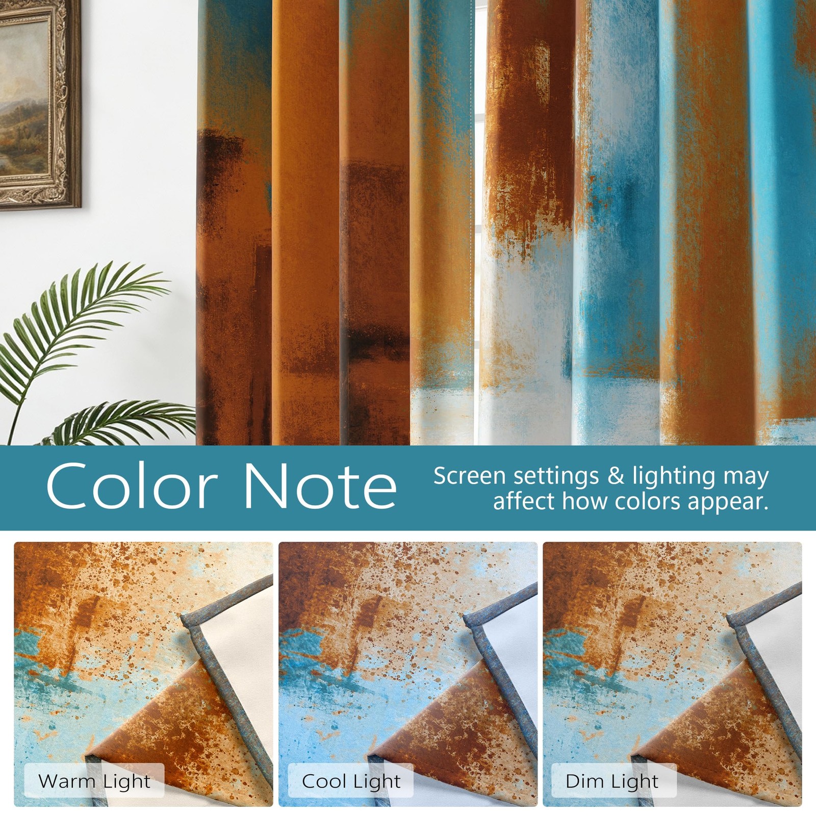 Asuexpect 52×84 Inches Rust Curtains 2 Panels Abstract Curtain Room Darkening