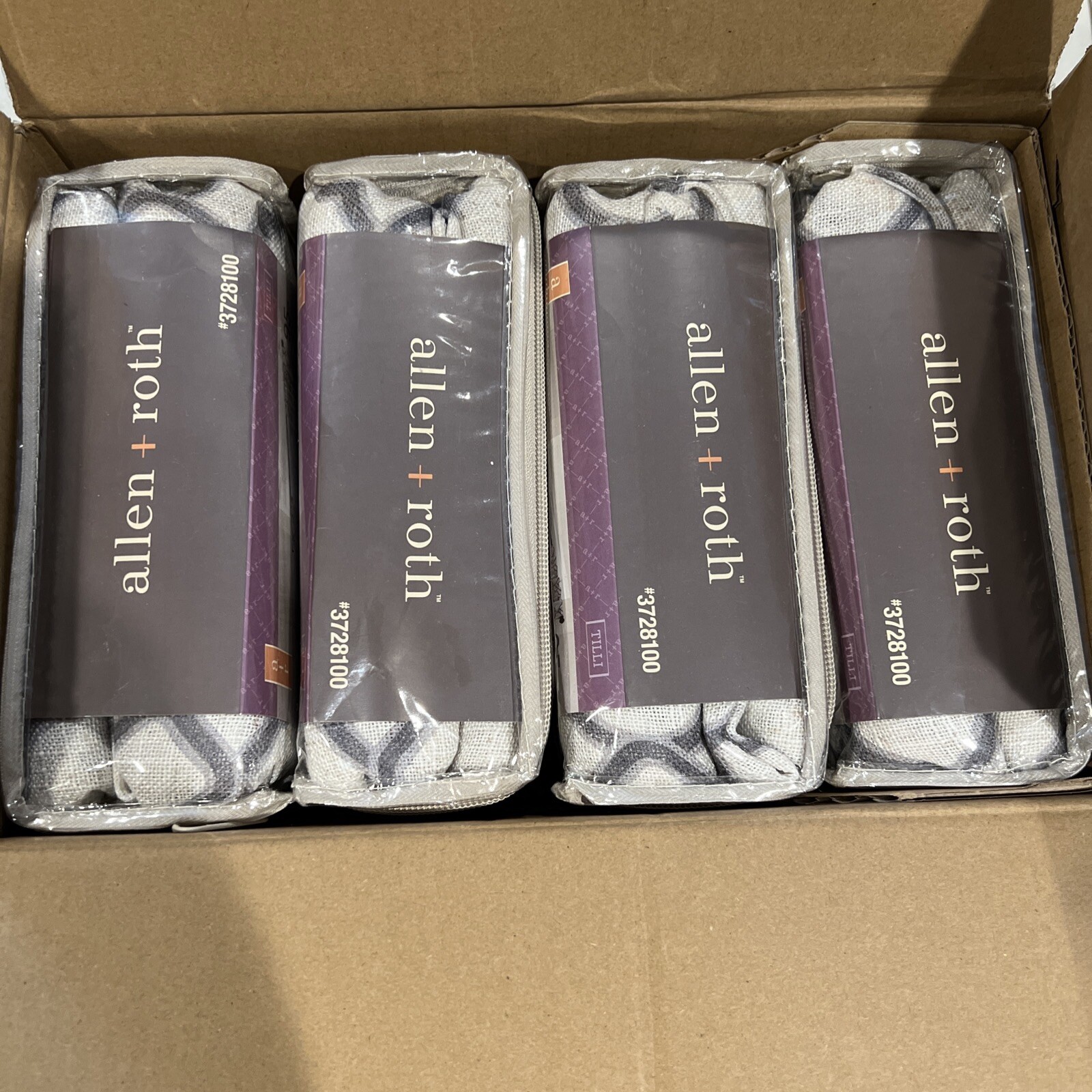ALLEN + ROTH 3728100 TILLI ROD POCKET/BACK TAB PANEL GRAY 50″ X 95″ BOX OF 4 Pcs