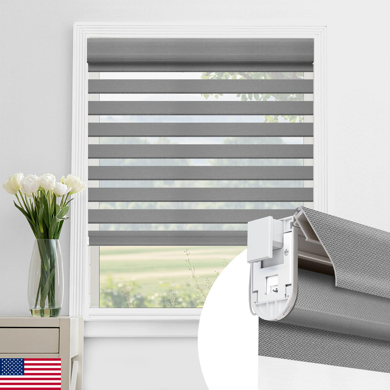 Allesin Zen No Drill No Tools Cordless Zebra Blinds Renter Friendly Dual Layer