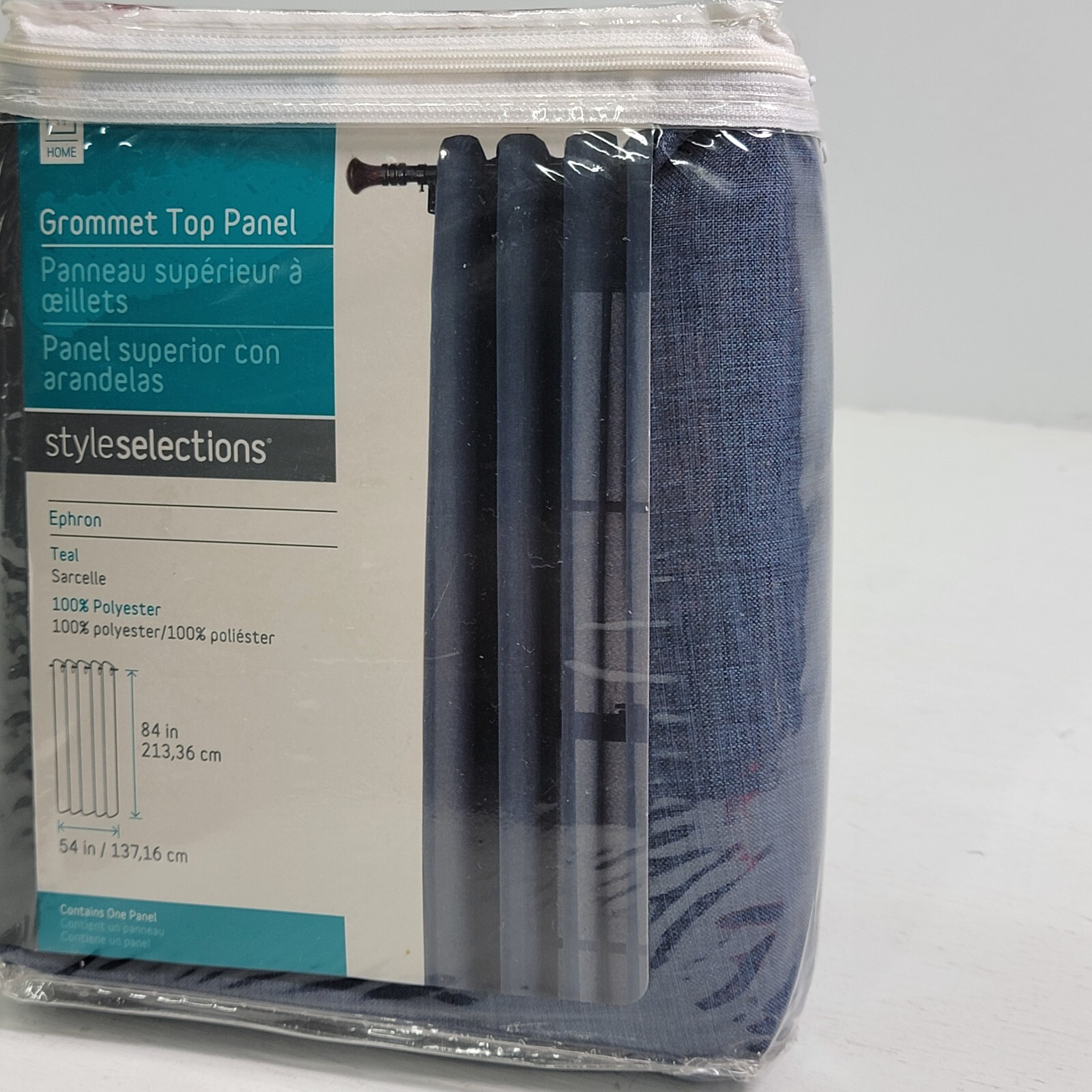 1 Count Home Style Selections 0671969 Ephron Teal 54″ X 84″ Grommet Top Panel