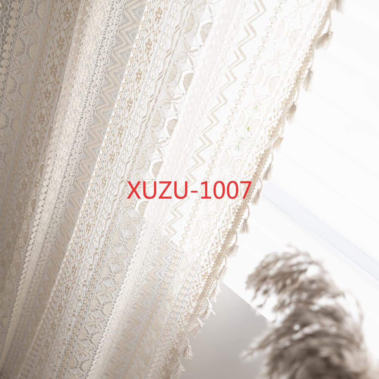 Crochet Lace Curtain Panels Window Drapes Bedroom Living Room Rod Pocket Rustic