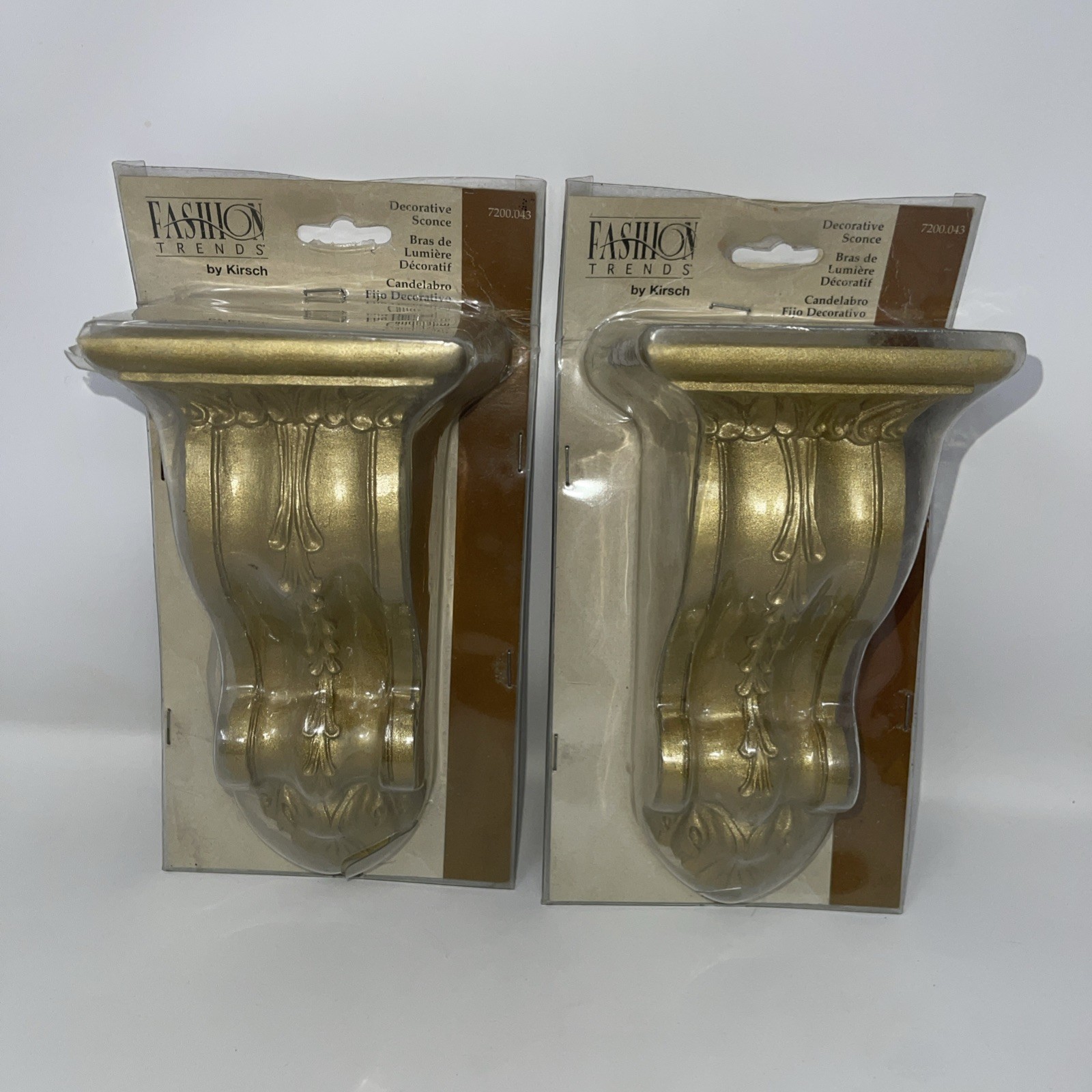 Set 2 kirsch gold Elegant Ornate decorative sconce Rod Holder 8×3.5in Approx New
