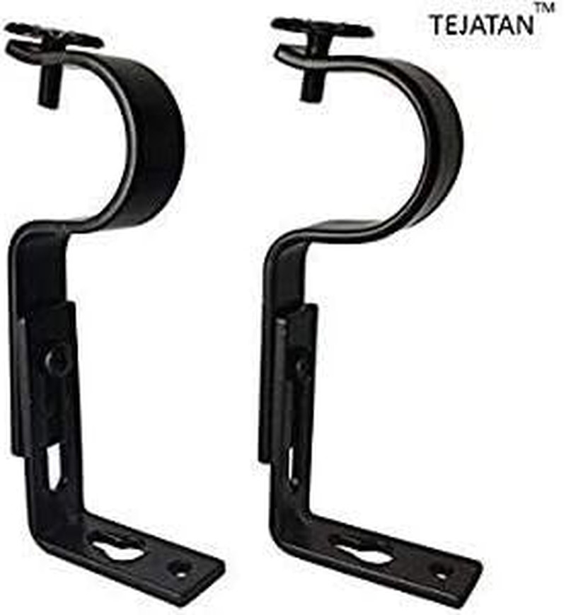 Adjustable Curtain Rod Brackets – Black (Set of 4) Curtain Rod Holder