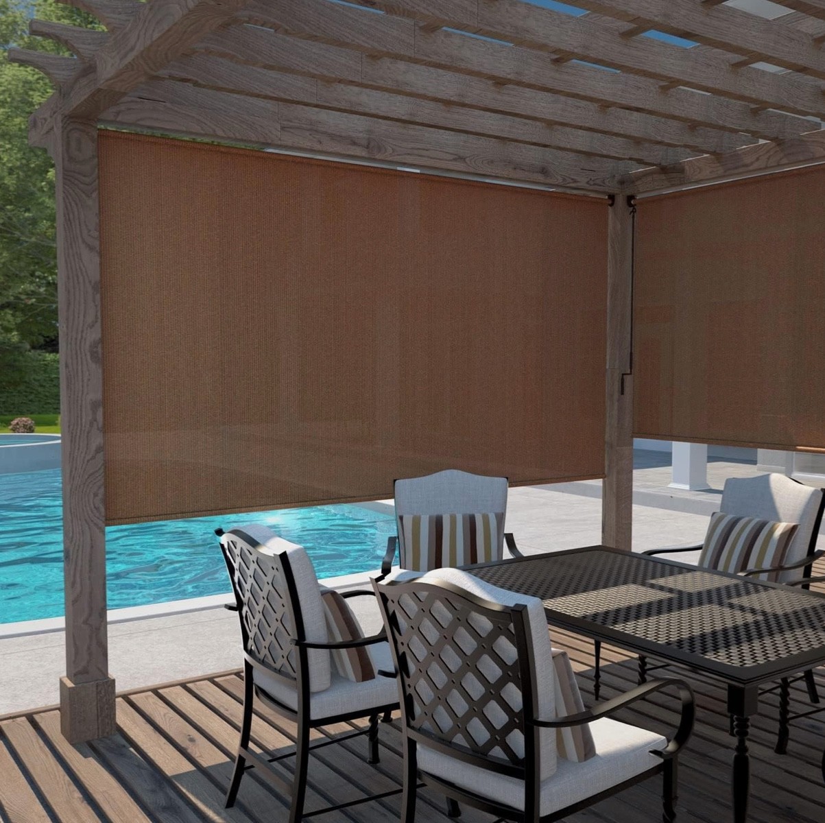 Coolaroo Exterior Roller Shade, Cordless Shade with 48W x 72H, Mocha -NEW!