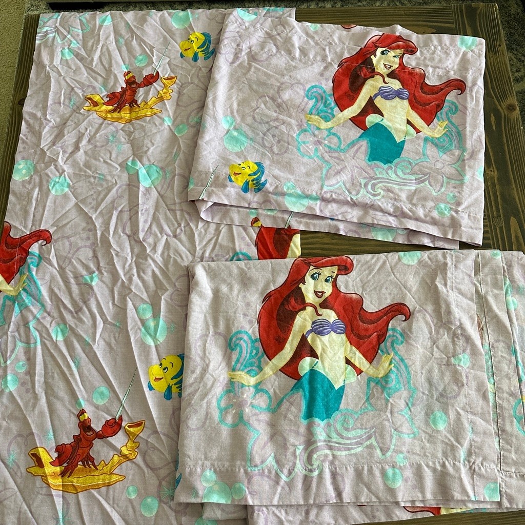 Vintage Disney Little Mermaid Curtains Valance Set Ariel Sebastian Flounder