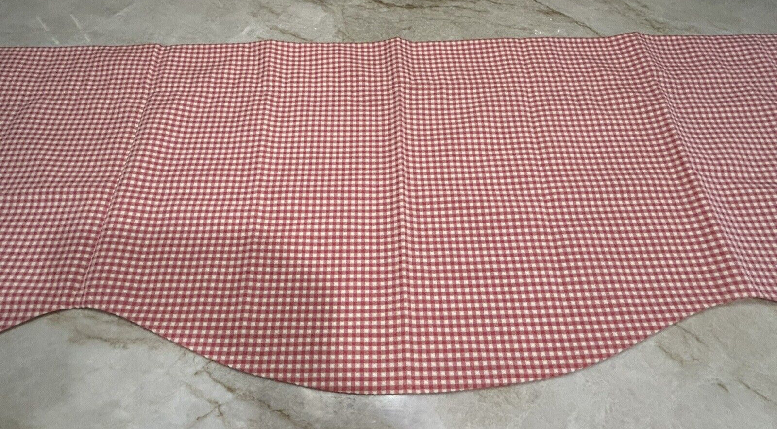Custom Alma Slade Scalloped Lined Rod Pocket Valance Pink & White Check NEW
