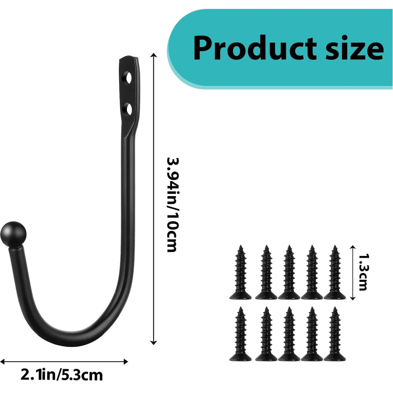8 Pcs Curtain Tie Backs, Black, U Shaped Curtain Holdbacks Metal Wall Hooks | Wa