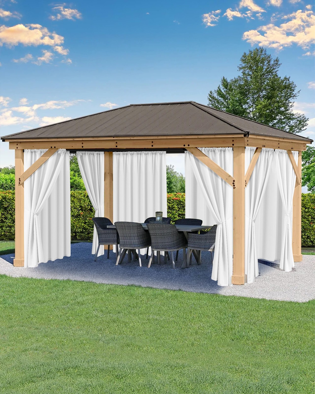 Outdoor Curtains for Patio Waterproof Rod Pocket 6 Pcs 54×84 Inch White